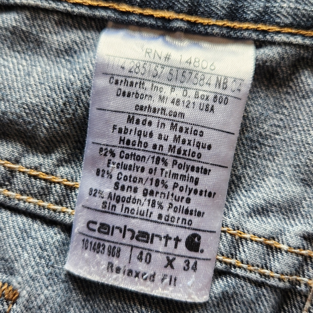 Carhartt "Holter" Relaxed Fit Straight Leg Blue Jeans | Men's Size 40x34 - Picture 8 of 11